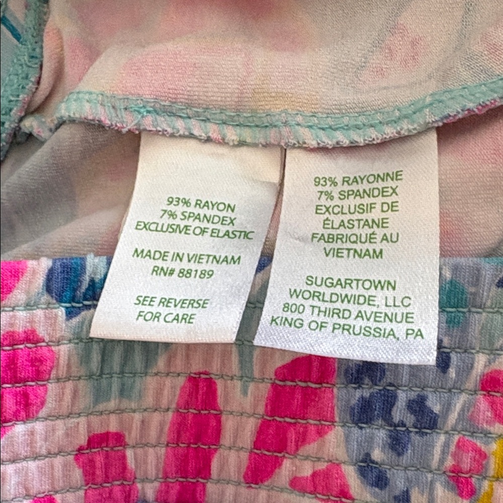 Lilly Pulitzer Blue Pink Tropical Print  Pants - Picture 4 of 6